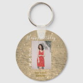 ゴールデングリッターハッピー15th誕生日の写真名year キーホルダー (裏面)