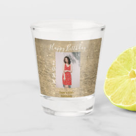 ゴールデングリッターハッピー15th誕生日の写真名year ショットグラス