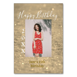 ゴールデングリッターハッピー15th誕生日の写真名year テーブルナンバー