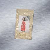 ゴールデングリッターハッピー15th誕生日の写真名year マグネット名刺 (インサイチュ)