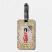 ゴールデングリッターハッピー15th誕生日の写真名year ラゲッジタグ (裏面縦)