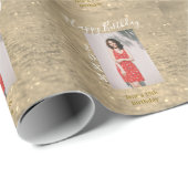 ゴールデングリッターハッピー15th誕生日の写真名year ラッピングペーパー (ロールコーナー)