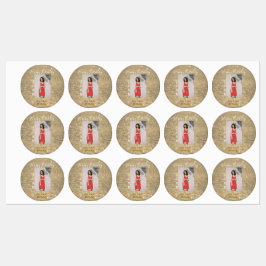 ゴールデングリッターハッピー15th誕生日の写真名year ラベル