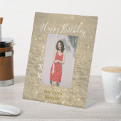 ゴールデングリッターハッピー15th誕生日の写真名year 台座サイン (インサイチュ)