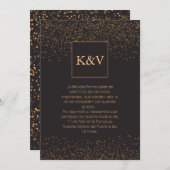 ゴールデングリッターパーソナライズされた招待状インスペインの 招待状 (正面/裏面)