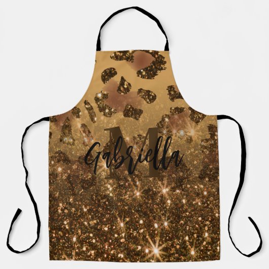 ゴールデングリッターヒョウ印刷 エプロン (正面)