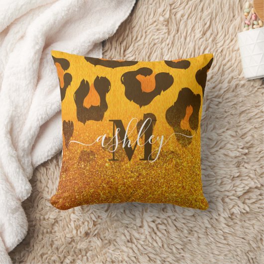 ゴールデングリッターヒョウ印刷 クッション (ブランケット)