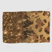 ゴールデングリッターヒョウ印刷 ゴルフタオル (横)