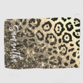 ゴールデングリッターヒョウ印刷 ゴルフタオル (横)