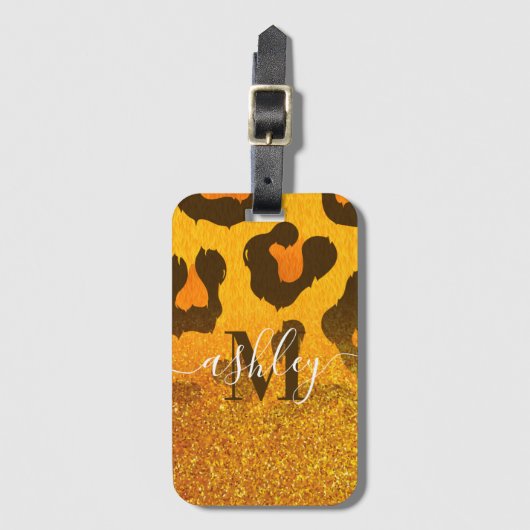 ゴールデングリッターヒョウ印刷 ラゲッジタグ (正面縦)