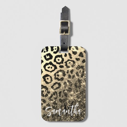 ゴールデングリッターヒョウ印刷 ラゲッジタグ (正面縦)