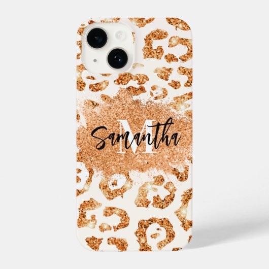 ゴールデングリッターヒョウ印刷 iPhoneケース (裏面)