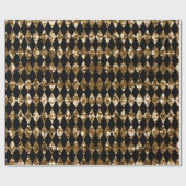 ゴールデングリッターブラックハーレクインパターンクリスマス ラッピングペーパー (フラット)