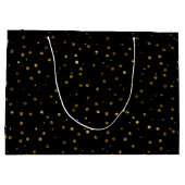 ゴールデングリッターブラックメリークリスマス水玉模様 ラージペーパーバッグ (裏面)