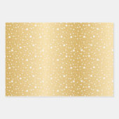 ゴールデングリッターホワイトスノーフレークストライプズスターズ ラッピングペーパーシート (正面3)