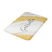 ゴールデングリッターホワイトマーブル バスマット (アングル)