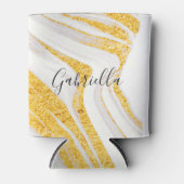 ゴールデングリッターホワイトマーブル 缶クーラー (正面)