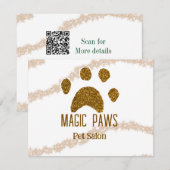 ゴールデングリッターポーズペットサロン追加の名前email websi ノートカード (正面/裏面)