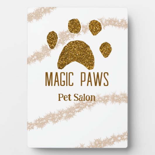 ゴールデングリッターポーズペットサロン追加の名前email websi フォトプラーク (正面)