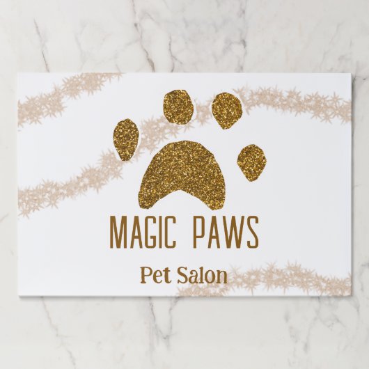 ゴールデングリッターポーズペットサロン追加の名前email websi ペーパーパッド (正面)