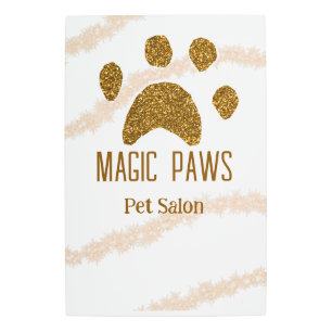 ゴールデングリッターポーズペットサロン追加の名前email websi メタルプリント