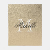 ゴールデングリッターモノグラム フリースブランケット (正面)