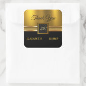 ゴールデングリッターラグジュアリー結婚ブラックズ スクエアシール (バッグ)