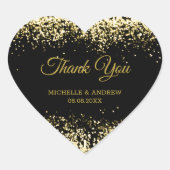 ゴールデングリッターラグジュアリー結婚ブラックズ ハートシール (正面)