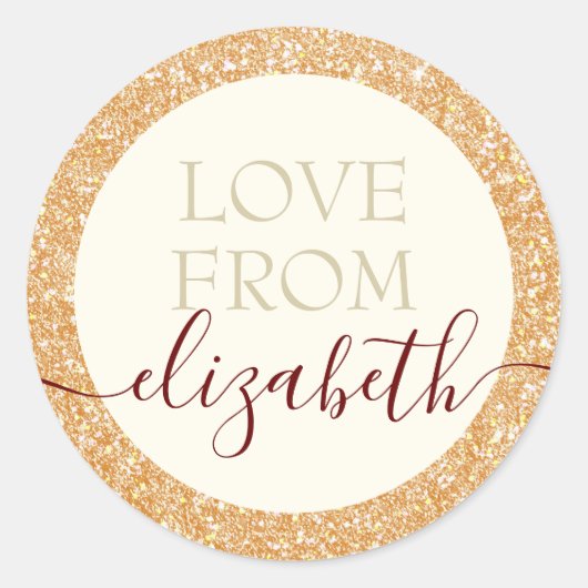 ゴールデングリッターラブネームカスタム ラウンドシール (正面)