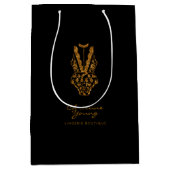 ゴールデングリッターランジェリーブティックロゴビジネスメッド ミディアムペーパーバッグ (正面)