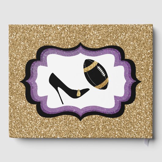 ゴールデングリッタールックフットボール結婚テーマの2 ゲストブック (裏面)