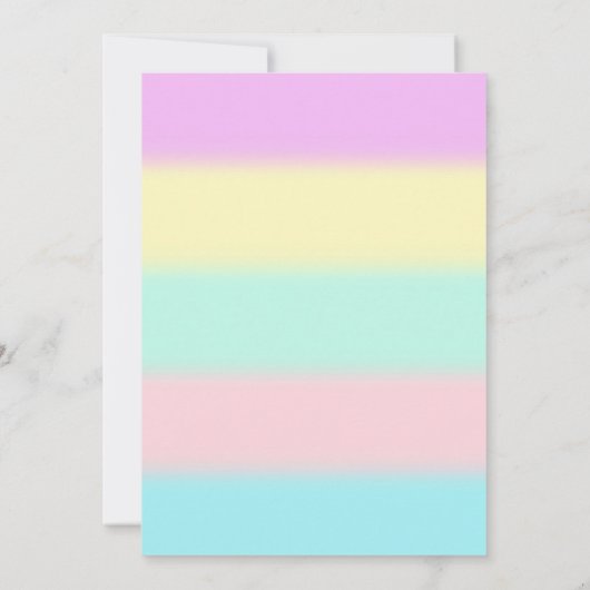 ゴールデングリッターレインボーユニコーン誕生日招待状 招待状 (裏面)