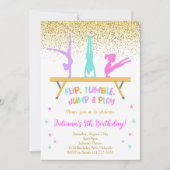 ゴールデングリッター体操子供の誕生日招待状 招待状 (正面)