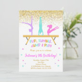 ゴールデングリッター体操子供の誕生日招待状 招待状 (スタンド正面)