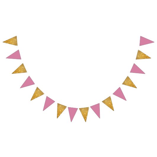ゴールデングリッター及びピンク誕生日 バンティングフラッグ (全)