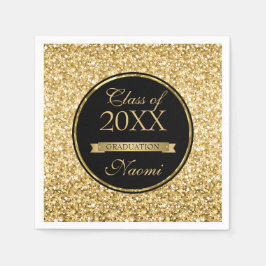 ゴールデングリッター及びリボン スタンダードカクテルナプキン