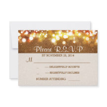 ゴールデングリッター文字列ライトロマンチックな結婚式RSVP