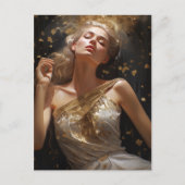 ゴールデングリッター背景のゴージャスな女性 ポストカード (正面)