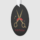 ゴールデングリッター鋏-ヘアドレッサースタイリスト オーナメント (正面)