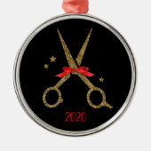 ゴールデングリッター鋏-ヘアドレッサースタイリスト メタルオーナメント (正面)