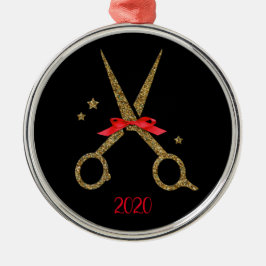 ゴールデングリッター鋏-ヘアドレッサースタイリスト メタルオーナメント