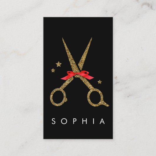 ゴールデングリッター鋏-美容師名 エンクロージャーカード (正面)