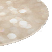 ゴールデングリッター、ぼやけクリスマスの背景。 カッティングボード (角)