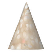 ゴールデングリッター、ぼやけクリスマスの背景。 パーティーハット (左)