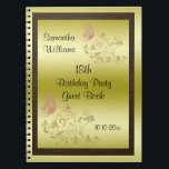 ゴールデングリッター&スパークリバタフライ18誕生日 ノートブック<br><div class="desc">美しいエレガントパーソナライズされた女と女の子の誕生日パーティーのためのゲストブック。この18回目の誕生日パーティーのゲストブック素晴らしは、金色の輝く花と渦巻き模様をプリントした画像を持ち、淡い色のピンク色のキラキラ輝く蝶が鮮やかな金ゴールドグラデーションの背景に内側の黒いテクスチャで印刷さ縁どれた。誕生日の女の子のための完璧なメモリ。これらの可愛いスタイリッシュとバースデーゲユニークストブッガーリークのすべての文字は、要件を満たすために完全にカスタマイズ可能。おもし客様の製品が必要カスタマイズな場合は私の店を通してお願いいたします連絡。お客様に喜んで救済います。SHM_GRAPHICS FLASH PANEL ()Zazzleから他の()ギフト()を参照する。()</div>