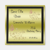 ゴールデングリッター&スパークリバタフライ75誕生日 マグネット (正面)