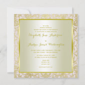 ゴールデングリッター、ダイヤモンドフローラ宝石&ボウ結婚ズ 招待状 (裏面)