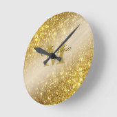 ゴールデングリッター パーソナライズされた ラウンド壁時計 (傾斜)