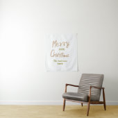 ゴールデングリッター メリークリスマス + ご家族の名前 + 年 タペストリー (インサイチュ)
