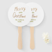 ゴールデングリッター メリークリスマス + ご家族の名前 + 年 ハンドファン (正面&裏面)